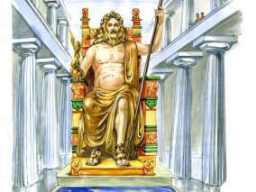Zeus předsedá vítěznému soudu ostatních Olympanů
